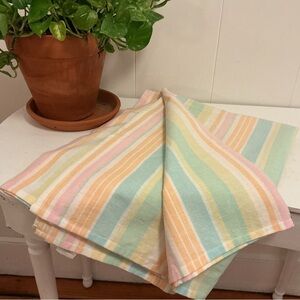 Vintage pastel striped cotton tablecloth